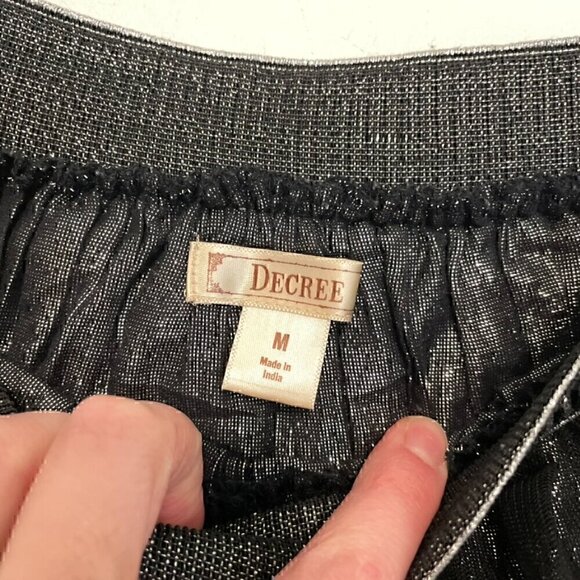 DECREE Black Silver Metallic Shimmer Tulle Elastic Waist Mini Tutu A-Line Skirt - Picture 5 of 15